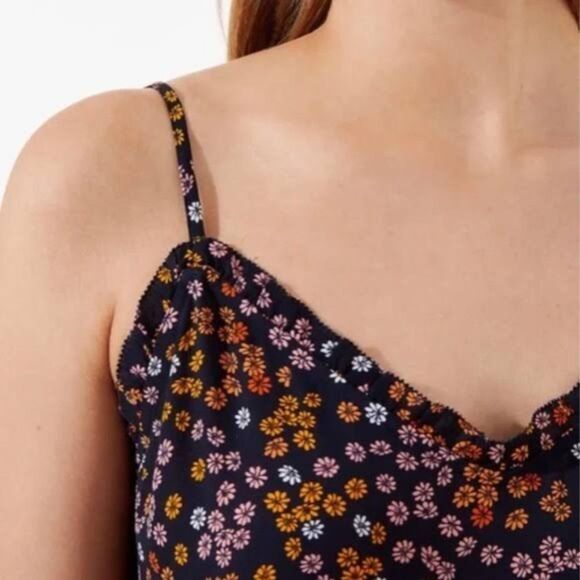 Loft Petite Navy Floral Ruffle Trim Cami Top SP - Picture 2 of 10